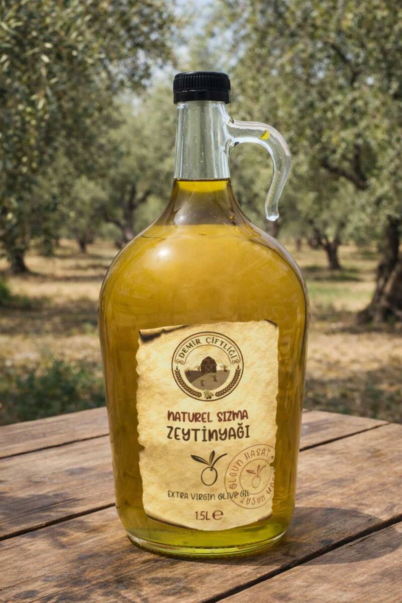 Olgun Hasat Soğuk Sıkım Naturel Sızma Zeytinyağı 1,5 L Cam (2025-2026 Yeni Hasat) - 1