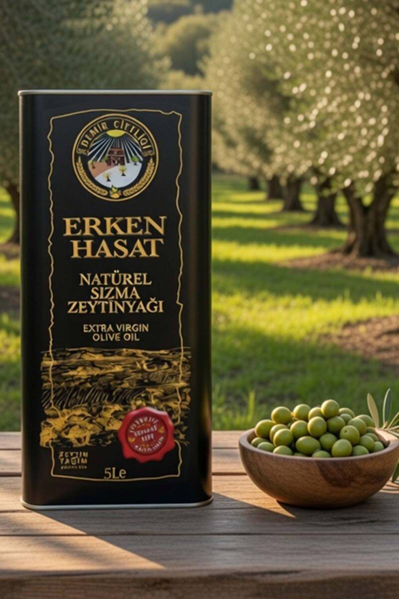 Erken Hasat Soğuk Sıkım Natürel Sızma Zeytinyağı 5 L  Teneke (2026-2027 Yeni Hasat) - 1