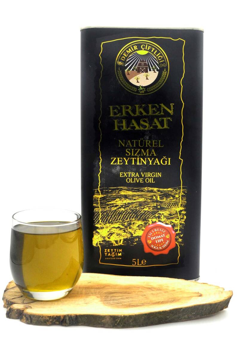 Erken Hasat Soğuk Sıkım Natürel Sızma Zeytinyağı 5 L  Teneke (2026-2027 Yeni Hasat) - 5