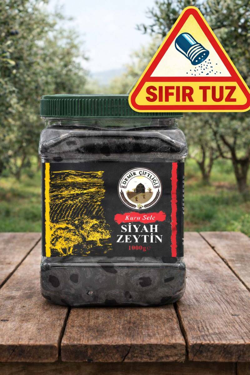 Tuzsuz Uslu Kuru Sele Siyah Zeytin (Sıfır Tuz) 1 KG - 3